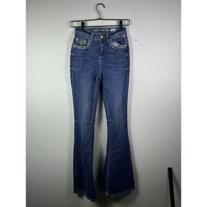 Sexy Couture Girls Dark Wash Embroidered Rhinestone Bootcut Jeans Size 5